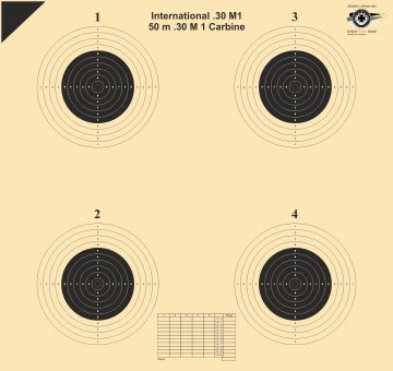 BDMP Scheibe Nr. 1 red. (50 m) für die Diziplinen .30 M1 Carbine