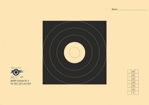 BDMP Scheibe Nr. 4 für die Diziplinen Zielfernrohrgewehr 4 (ZG 4)Sports Carbine ZG